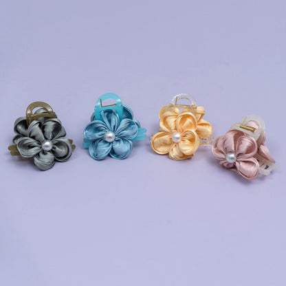 Satin Pearl Floral Hair Claw (1Dz) - UBKWS2451