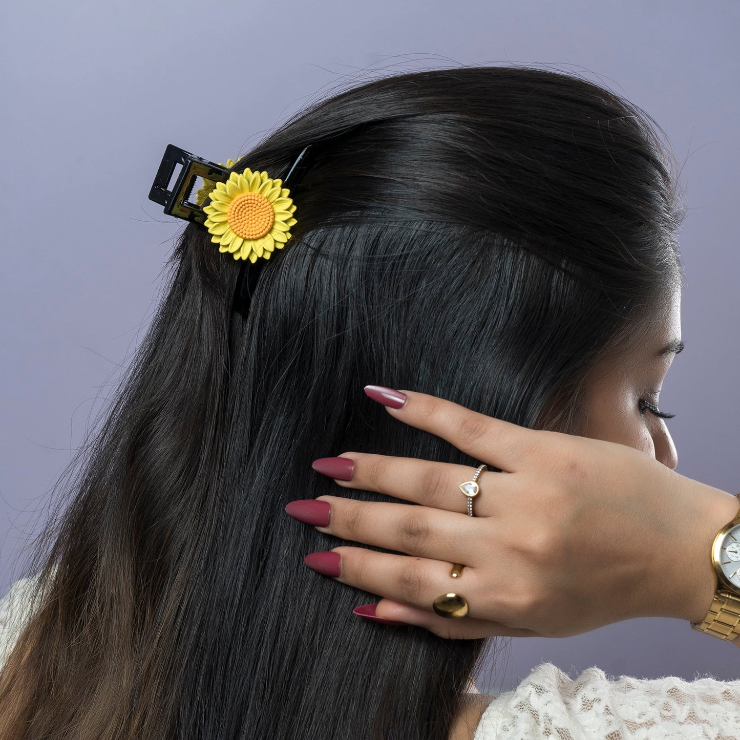 Sunflower Accent Hair Claw (1Dz) - UBKWS2453