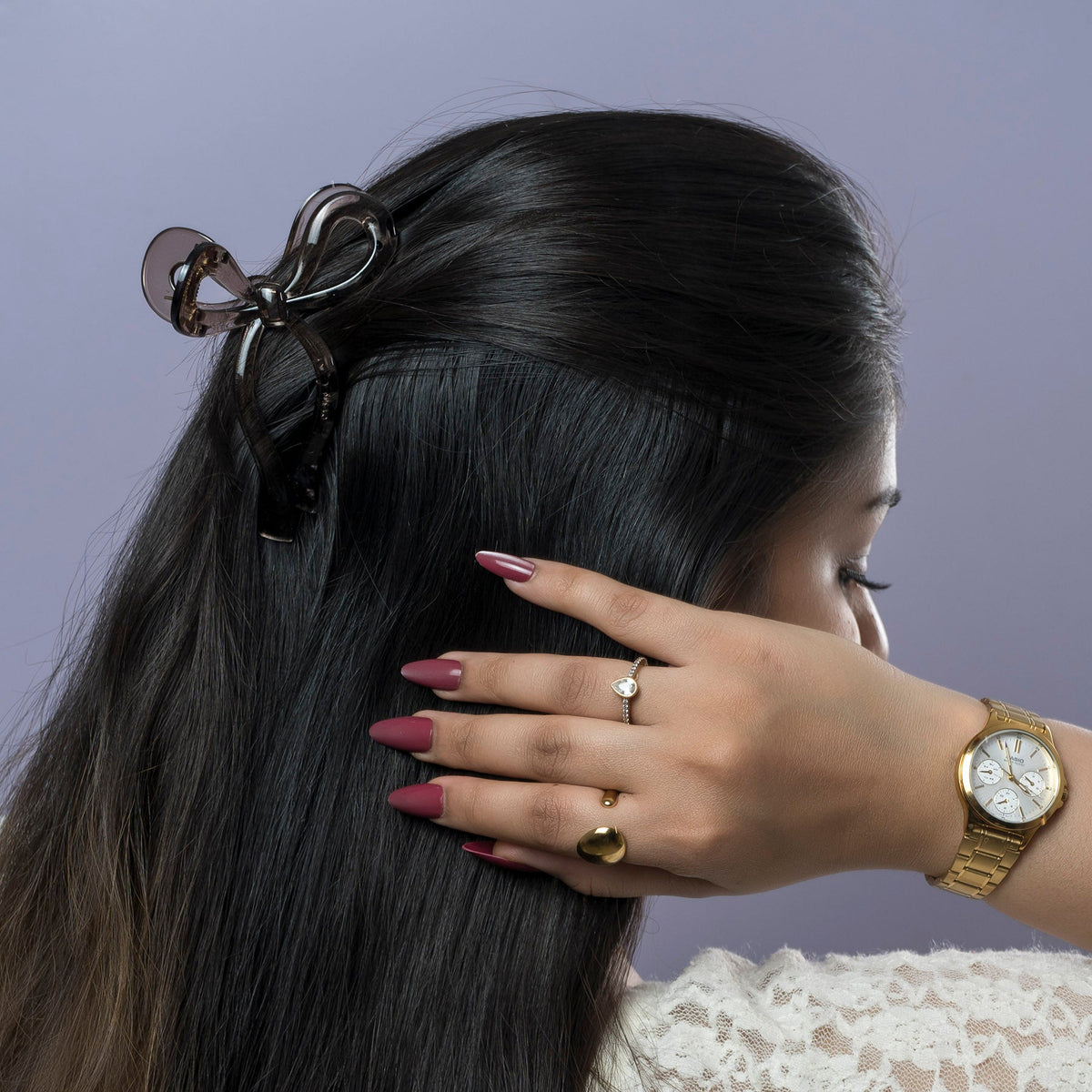 XL Glossy Bow Hair Claw (1Dz) - UBKWS2454