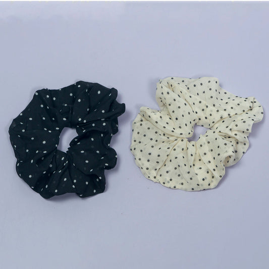 Polka Dot Chiffon Hair Scrunchie (12Pcs) - UBKWS1124