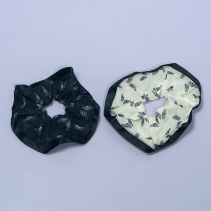 Printed Sheer Edge Hair Scrunchie (12Pcs) - UBKWS1059