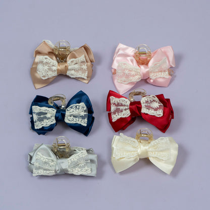Lace Satin Bow Hair Claw Clip (1Dz) - UBKWS2178