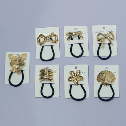 Golden Metal Hair Tie (12Pcs) - UBKWS1060