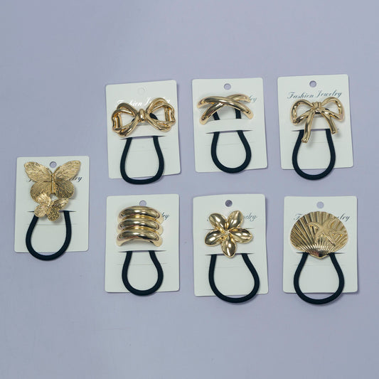 Golden Metal Hair Tie (12Pcs) - UBKWS1060