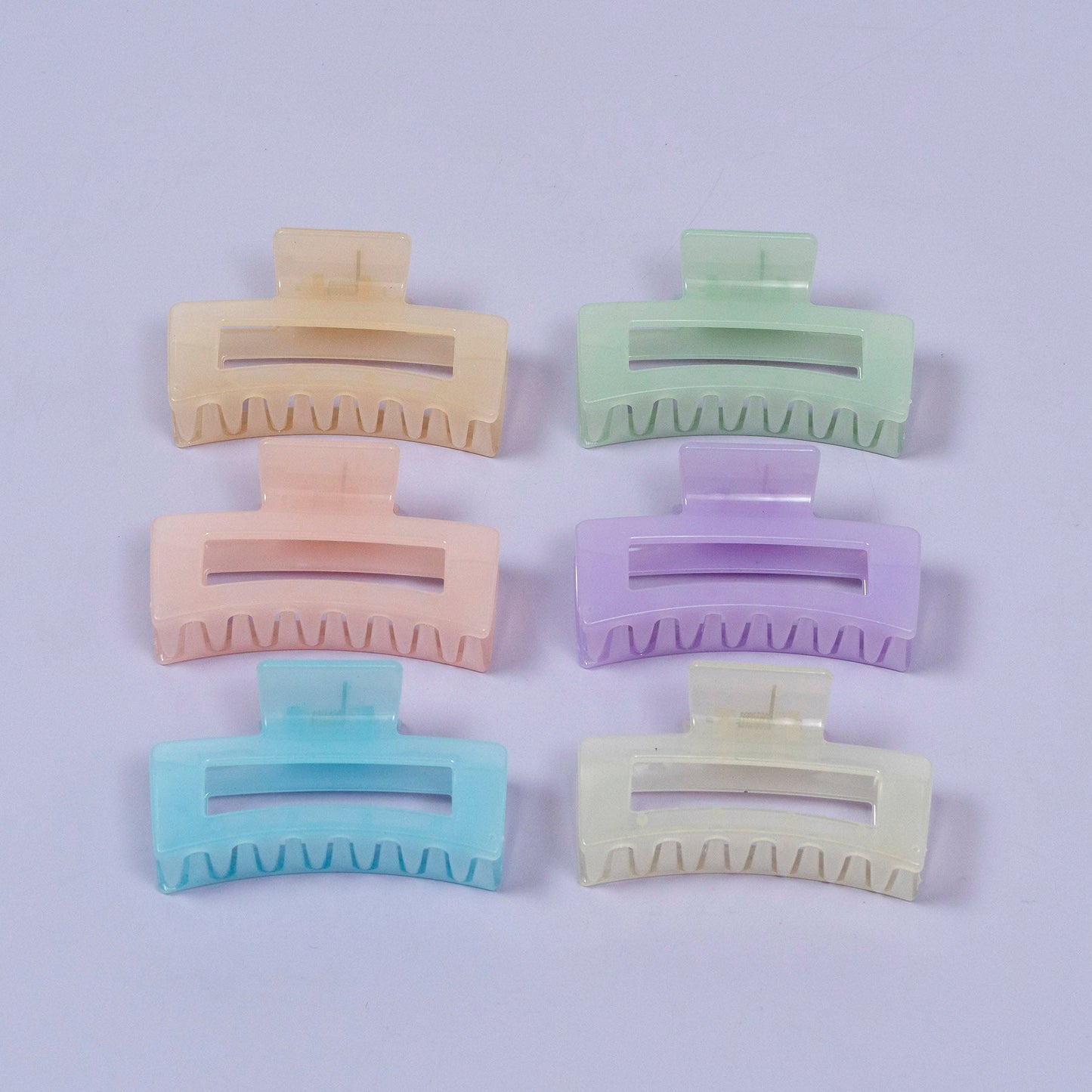 Glossy Rectangular Cutout Hair Claw Clip (1Dz) - UBKWS2180