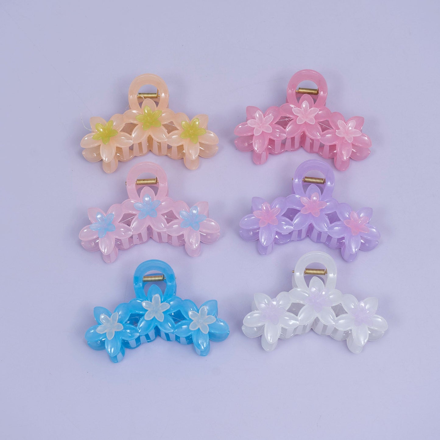 Glossy Floral Hair Claw (1Dz) - UBKWS2472