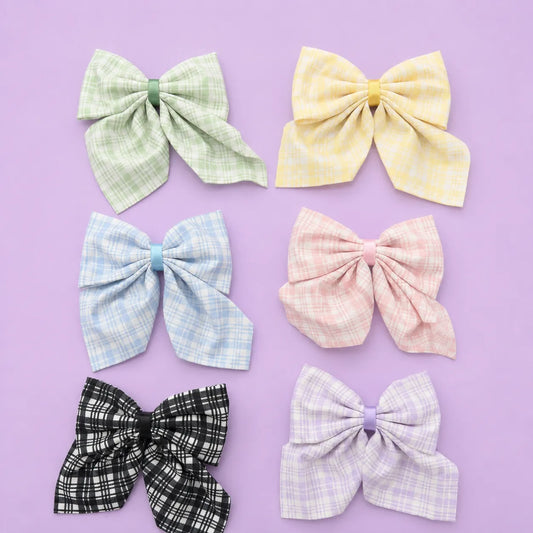 Checks hair pin bow (1Dz) - UBKWS2793