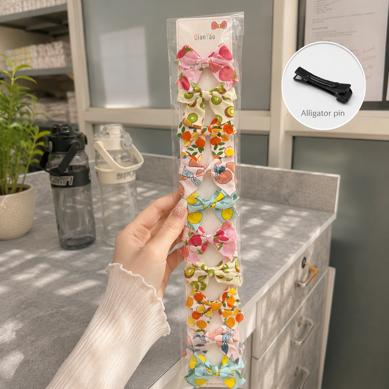 Printed hair bow (10 Pcs) - UBKWS2909