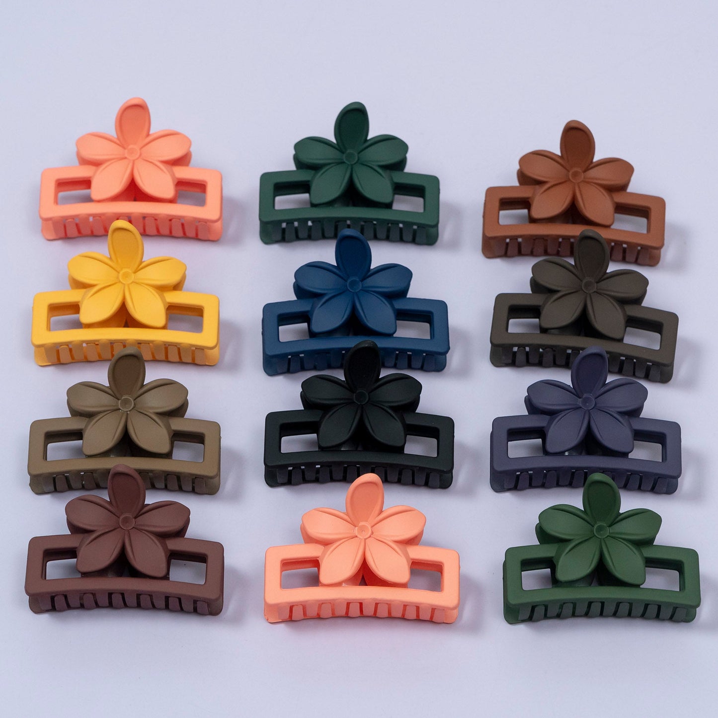 Floral Matte Finish Hair Claw Clip (1Dz) - UBKWS2189