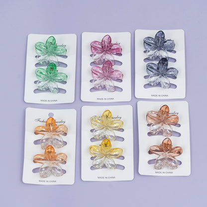 Transparent Dual-Tone Flower Hair Claw (1Dz) - UBKWS2482