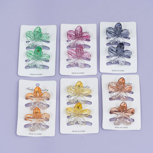 Transparent Dual-Tone Flower Hair Claw (1Dz) - UBKWS2482
