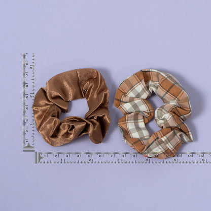 Plaid & Satin Mini Scrunchies Set (12Pcs) - UBKWS1244