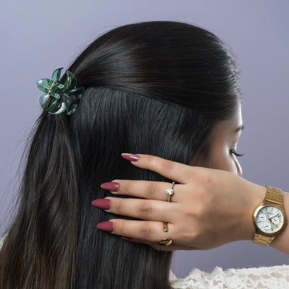 Transparent Dual-Tone Flower Hair Claw (1Dz) - UBKWS2482