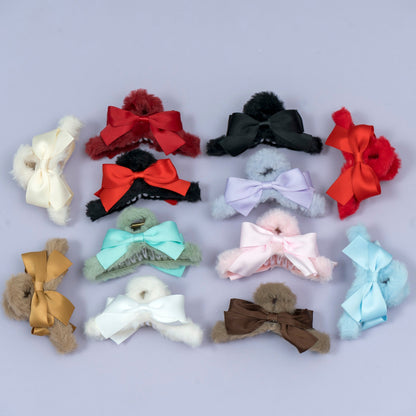 Fluffy Bow Hair Claw (1Dz) – UBKWS2669