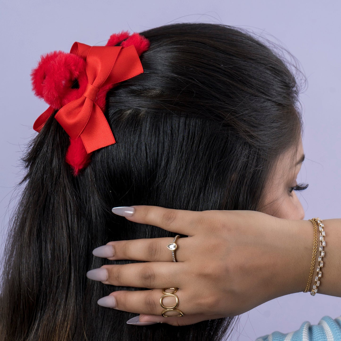 Fluffy Bow Hair Claw (1Dz) – UBKWS2669