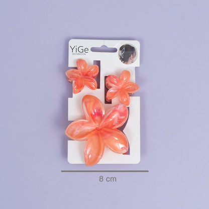 Glossy Floral Marble Hair Claw Set (1Dz) - UBKWS2485