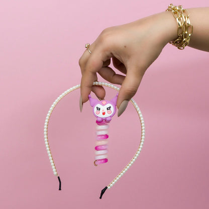 Pearl hairband with spiral hair tie (12 Sets) - UBKWS934