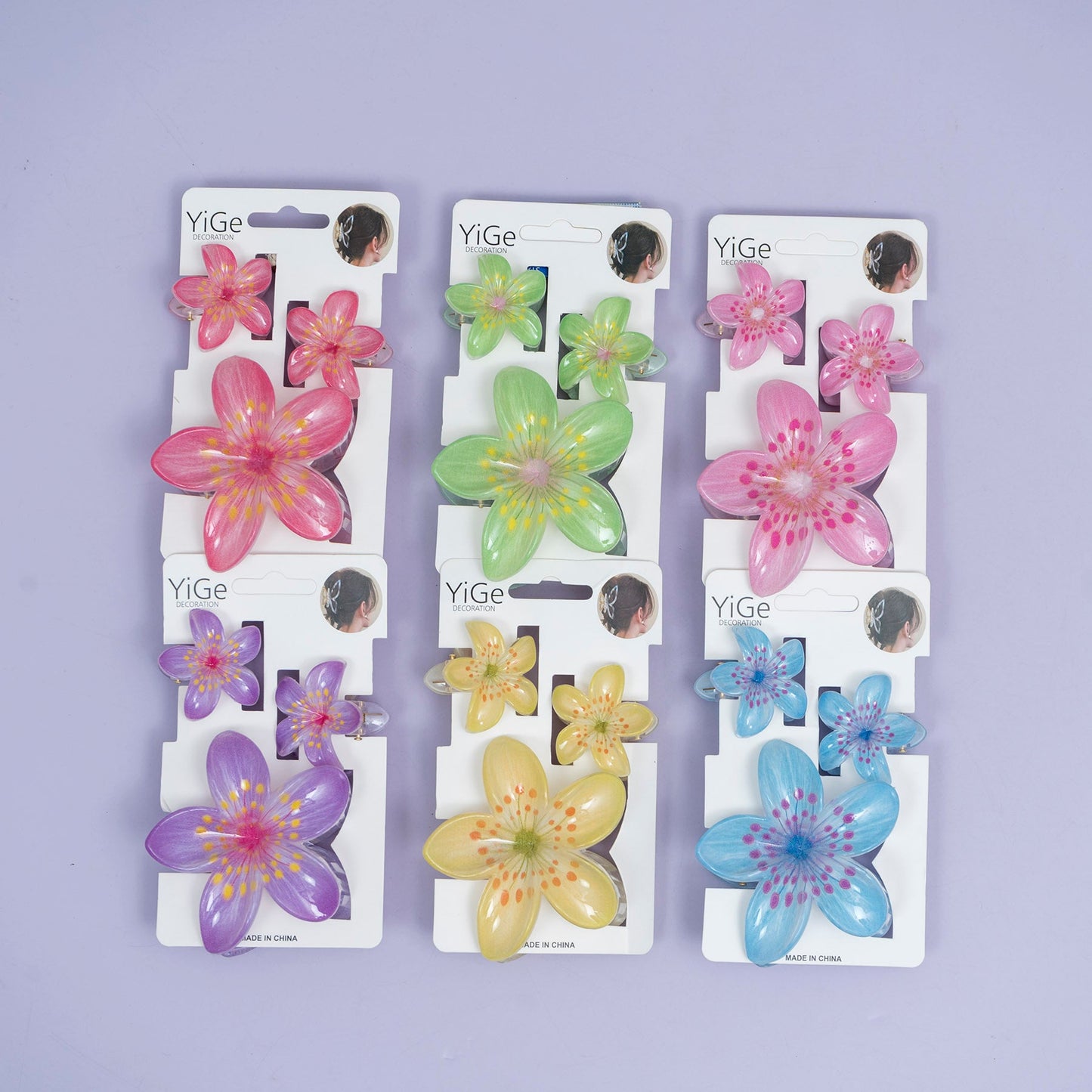 Handpainted Floral Hair Claw Set (1Dz) - UBKWS2487