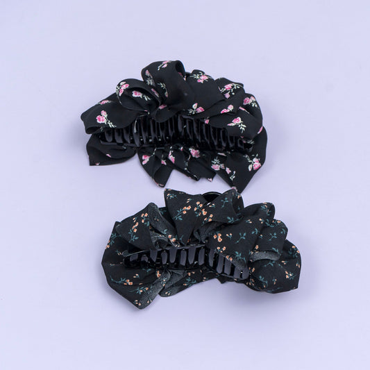 Floral Fabric Oversized Hair Claw (1Dz) - UBKWS2488