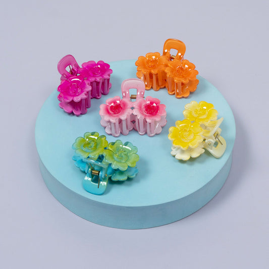 Floral Gloss Finish Hair Claw Clip (1Dz) - UBKWS2205