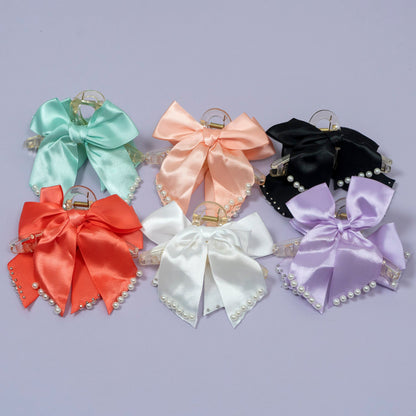 Elegant Pearl Bow Hair Claw Clip (1Dz) - UBKWS2207