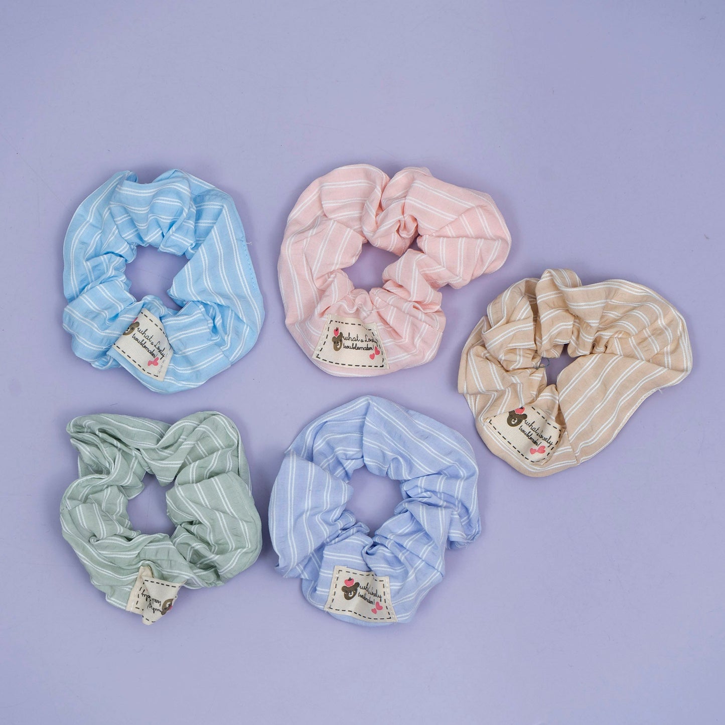 Striped Cotton Scrunchie (1Dz) - UBKWS2492