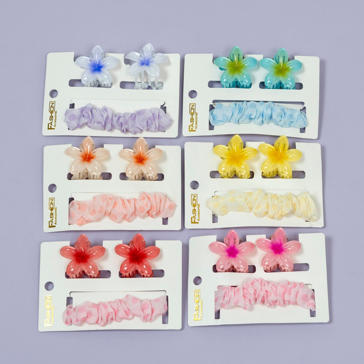 Floral Bow Organza Hair Accessory Set (1Dz) - UBKWS2211