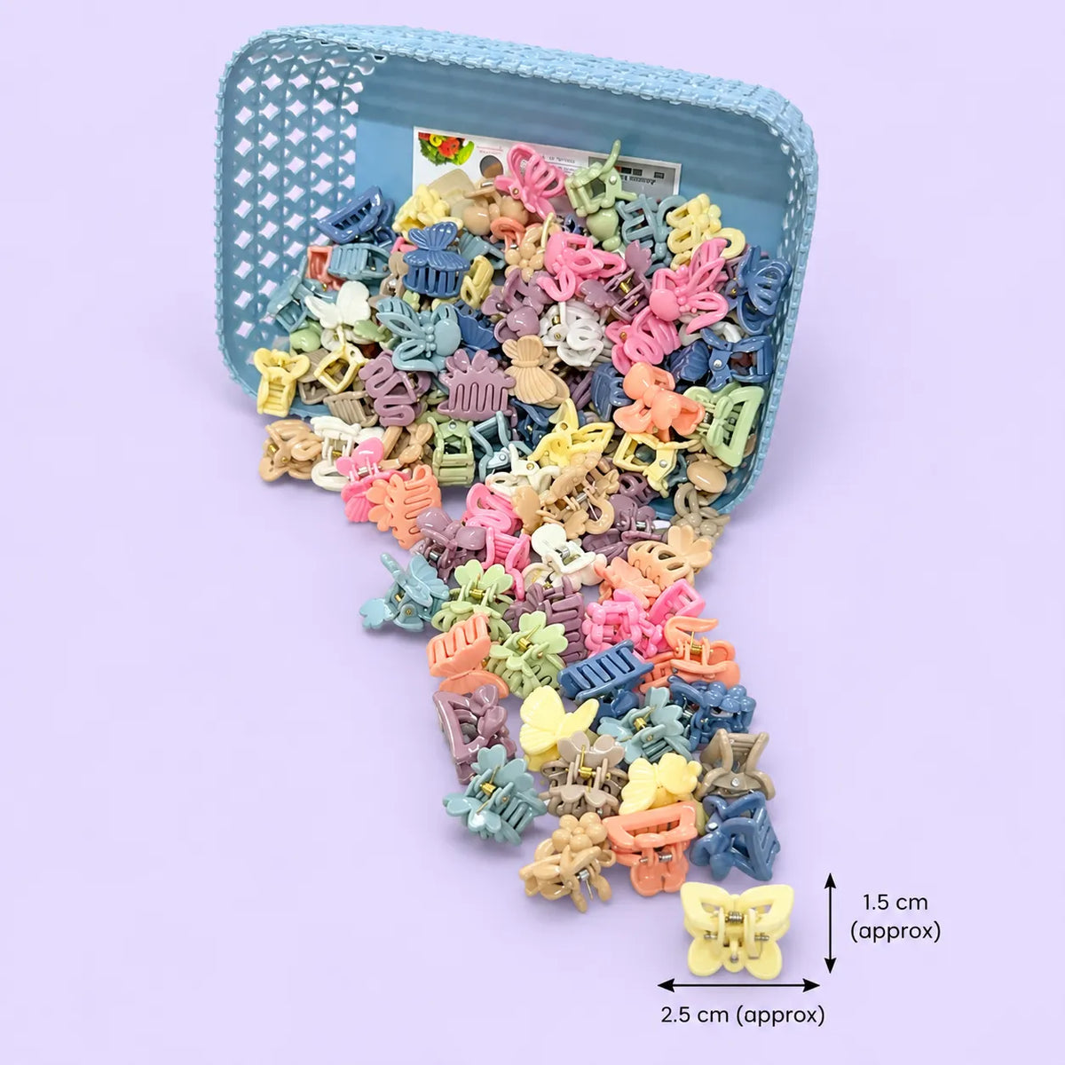 Mini glossy hair claws with basket (12O pcs) - UBKWS4270