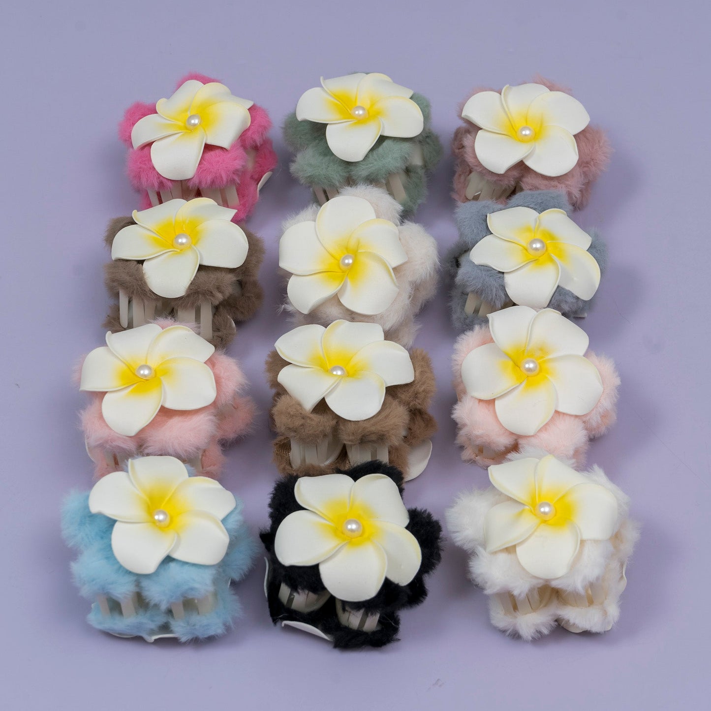 Fluffy Flower Hair Claw (1Dz)  – UBKWS2670