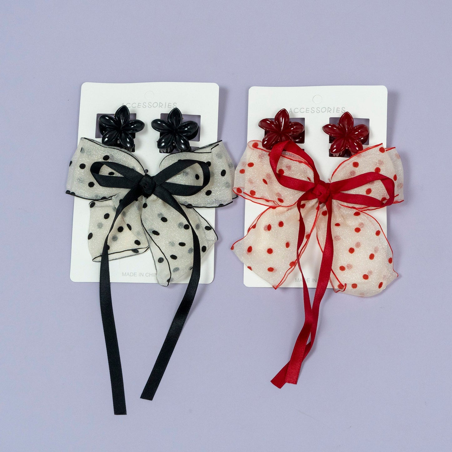Floral Bow Organza Hair Accessory Set (1Dz) - UBKWS2212