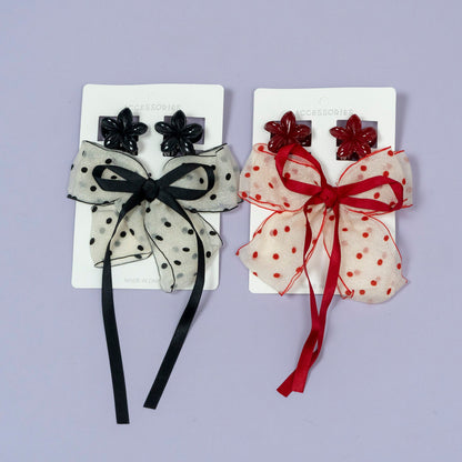 Floral Bow Organza Hair Accessory Set (1Dz) - UBKWS2212