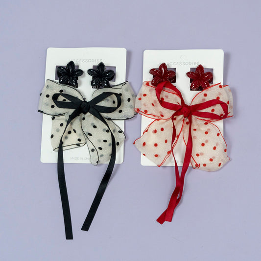 Floral Bow Organza Hair Accessory Set (1Dz) - UBKWS2212