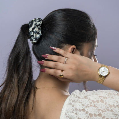 Leopard Print Studded Scrunchie (1Dz)- UBKWS2496