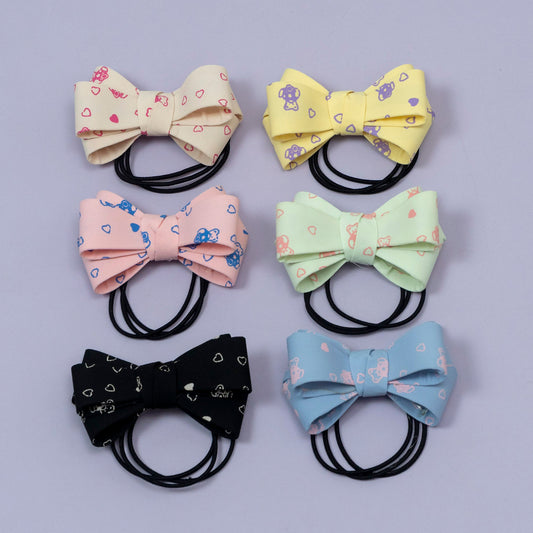 Cute Printed Bow Hair Tie (1Dz) - UBKWS2214