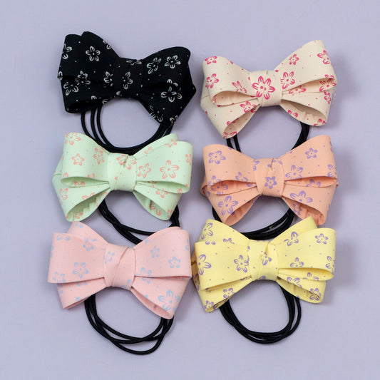Floral Bow Hair Rubber (1Dz) - UBKWS2216