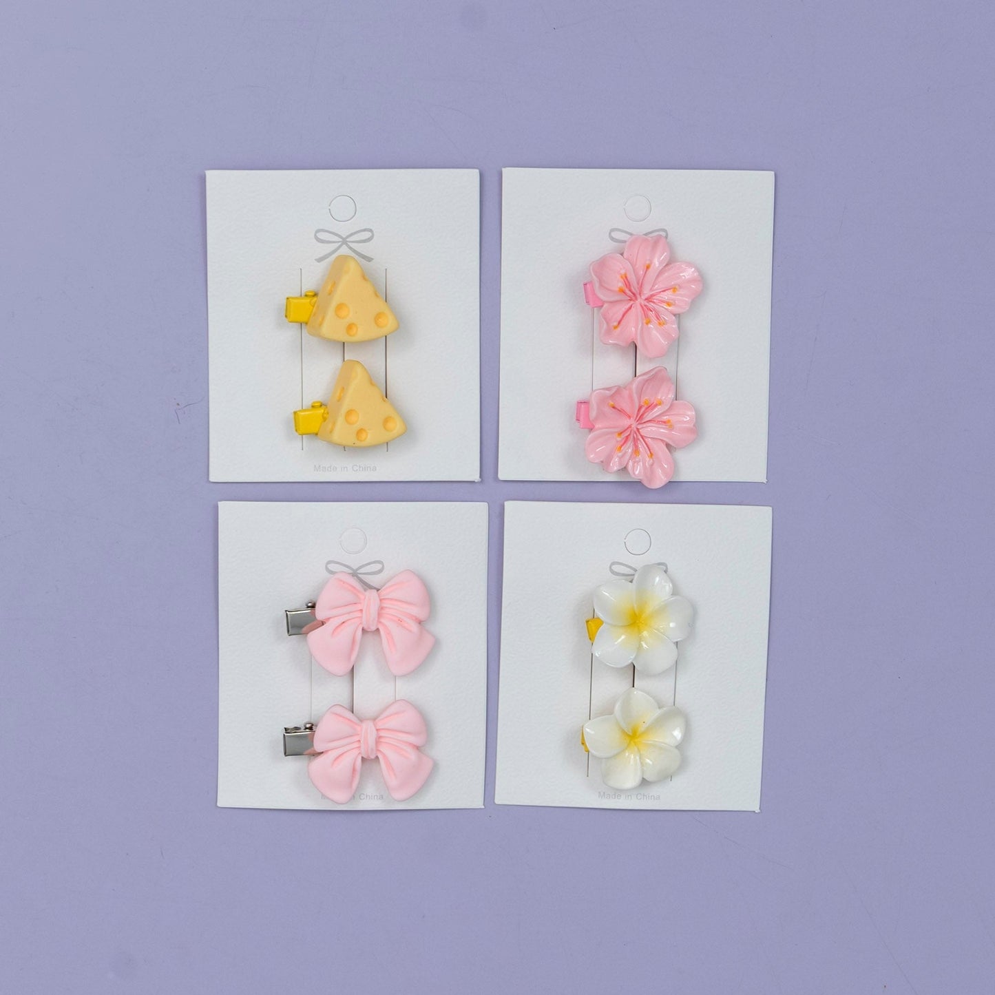Cute Blossom & Bow Hair Clips (1Dz) - UBKWS2502