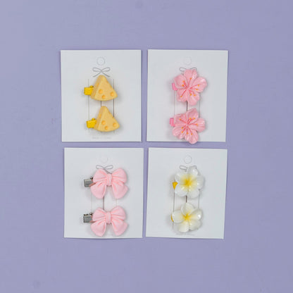 Cute Blossom & Bow Hair Clips (1Dz) - UBKWS2502