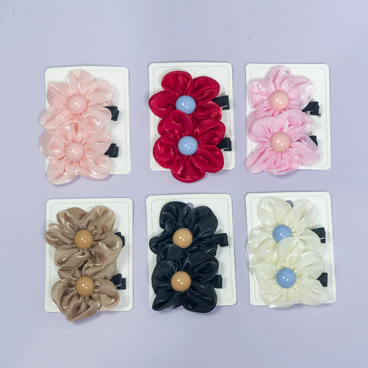Satin Flower Hair Clip Set (12 Sets) - UBKWS1072
