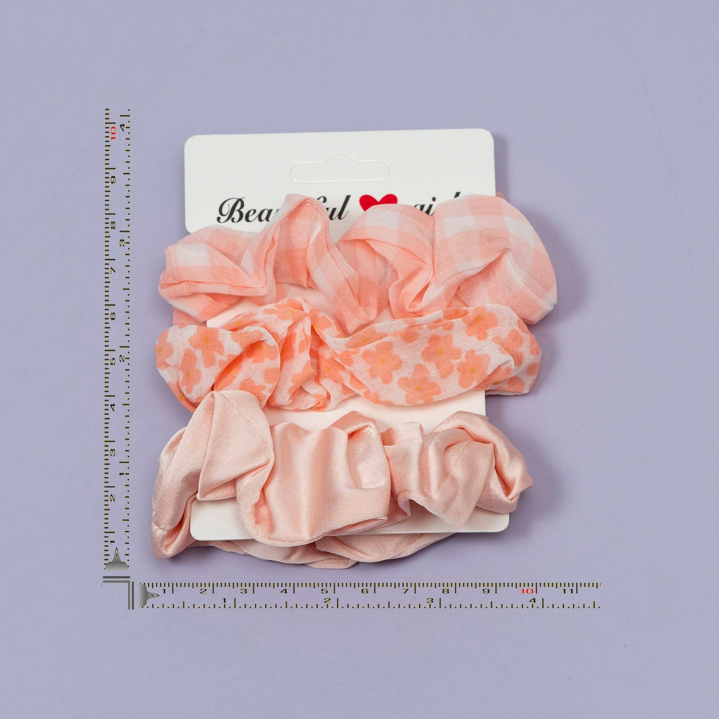 Soft Peach Floral Scrunchies Set (1Dz) - UBKWS2220