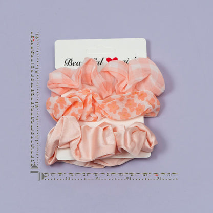 Soft Peach Floral Scrunchies Set (1Dz) - UBKWS2220