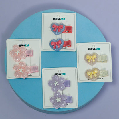 Cute Bow & Flower Hair Clip Set (12 Pairs) - UBKWS1073