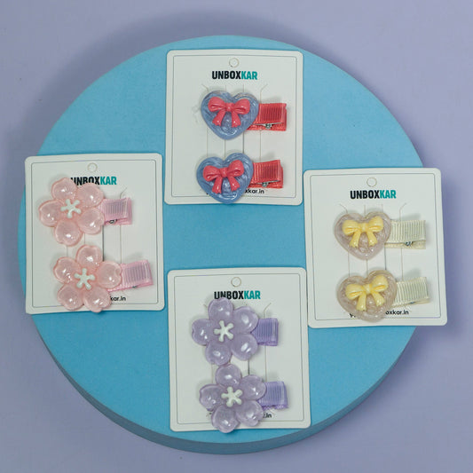 Cute Bow & Flower Hair Clip Set (12 Pairs) - UBKWS1073