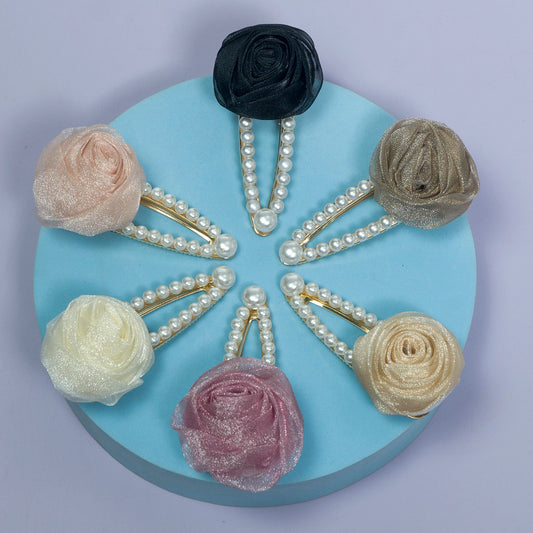Pearl Rose Hair Clip (12Pcs) - UBKWS1074
