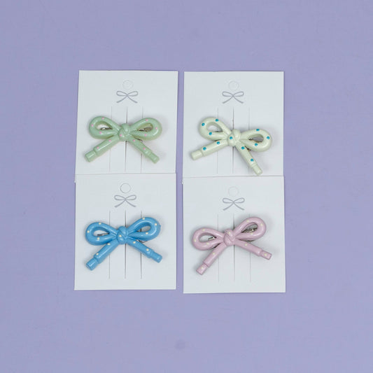 Pastel Polka Bow Hair Clip (1Dz) - UBKWS2504