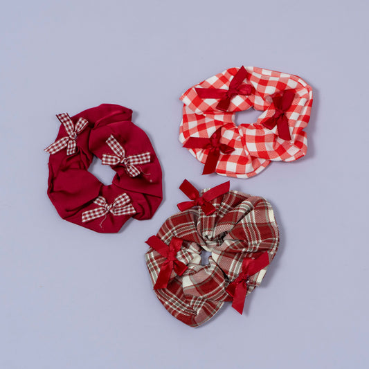 Classic Checkered Bow Scrunchie Set (1Dz) - UBKWS2223