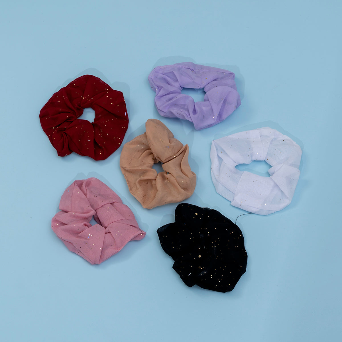 Glitter hair scrunchies (Pack of 12) - UBKWS696