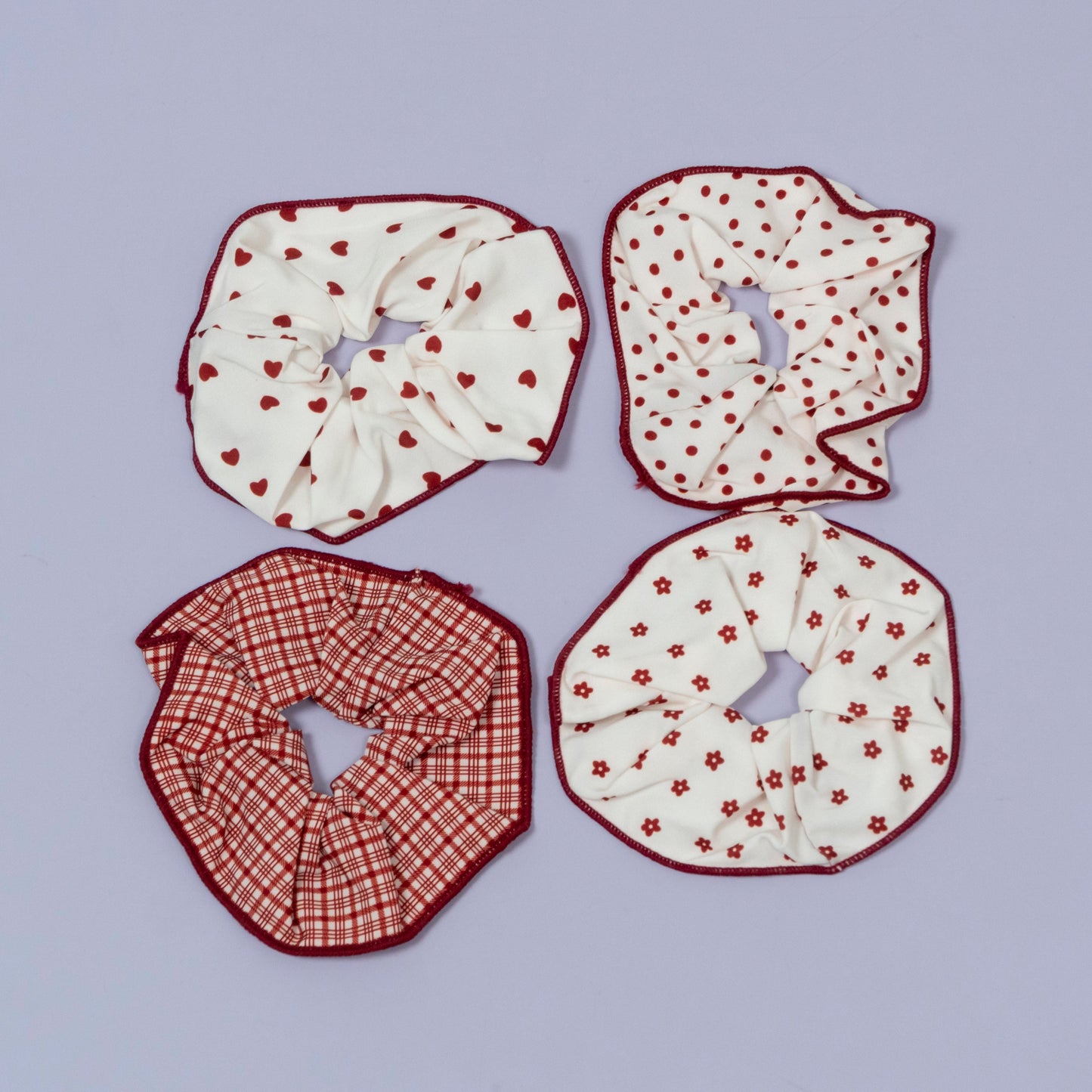 Classic Red Print Fabric Scrunchie (1Dz) - UBKWS2224