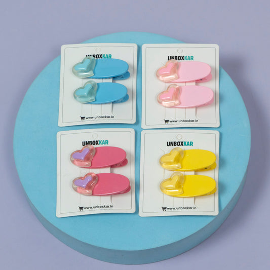 Heart Accent Oval Hair Clip Set (1Dz) - UBKWS2225