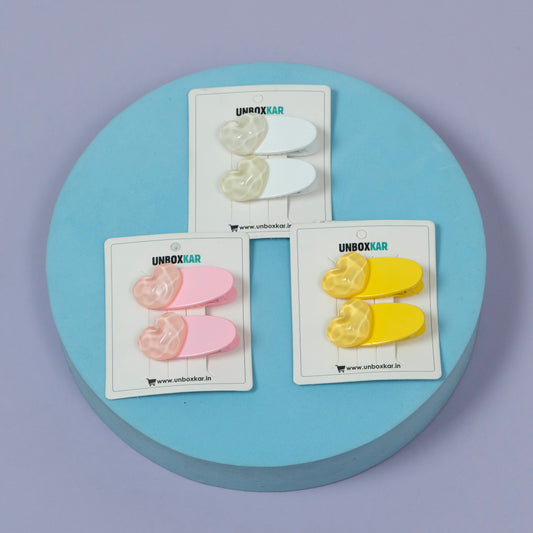 Heart Accent Oval Hair Clips (1Dz) - UBKWS2226