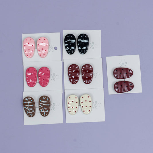 Cute Polka Oval Snap Clips (1Dz) - UBKWS2509
